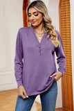 Notched Long Sleeve T-Shirt - Trendsi - Flyclothing LLC
