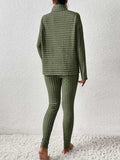 Ribbed Turtleneck Top and Pants Set - Trendsi - Flyclothing LLC