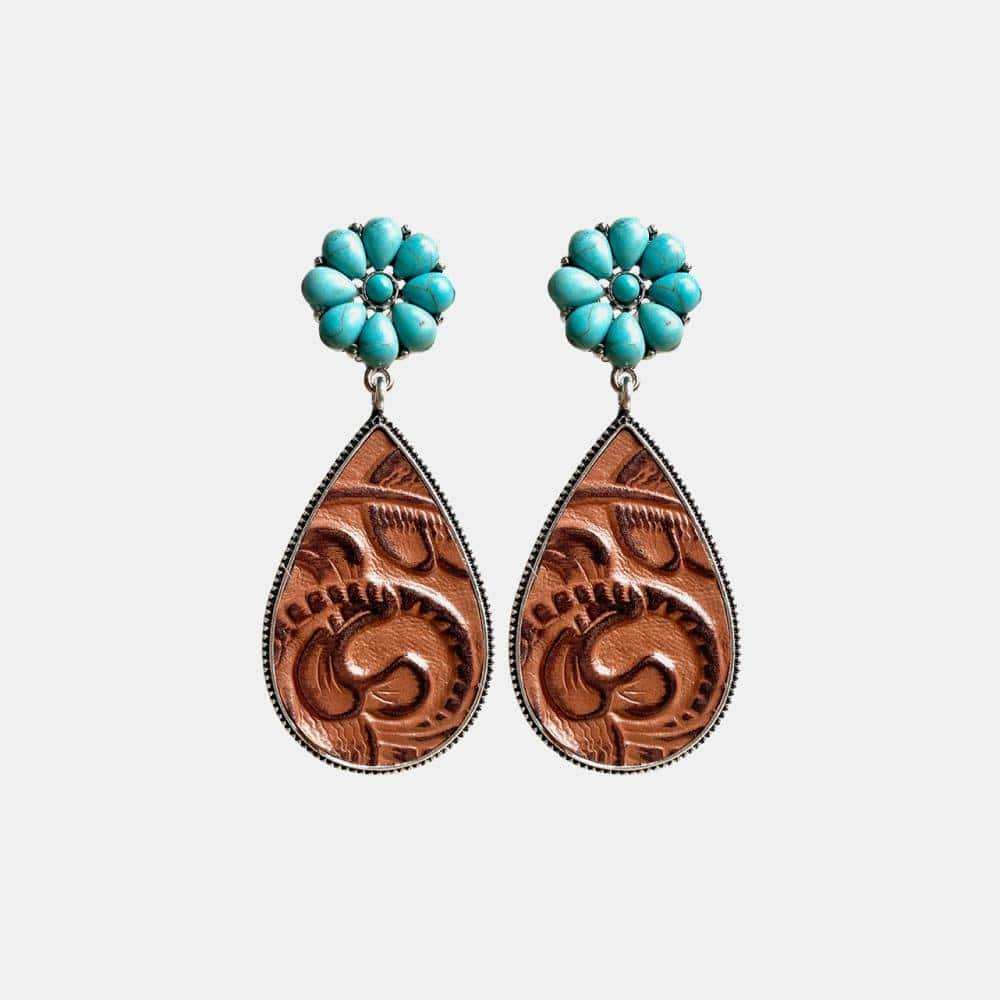 Turquoise Flower Teardrop Earrings - Trendsi - Flyclothing LLC