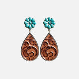 Turquoise Flower Teardrop Earrings - Trendsi - Flyclothing LLC