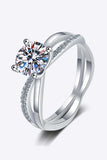 1 Carat Moissanite Crisscross Split Shank Ring - Trendsi - Flyclothing LLC