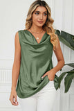 Ruched Cowl Neck Tank - Trendsi - Flyclothing LLC