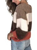 Color Block Round Neck Sweater - Trendsi - Flyclothing LLC