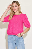 Zenana Round Neck Lantern Half Sleeve Sweater - Trendsi - Flyclothing LLC