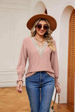 Contrast Flounce Sleeve Blouse - Trendsi - Flyclothing LLC