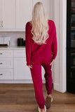 Round Neck Top and Drawstring Pants Lounge Set - Trendsi - Flyclothing LLC