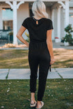 Belted V-Neck Jogger Jumpsuit - Trendsi - Flyclothing LLC