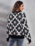 Floral Round Neck Long Sleeve Sweater - Trendsi - Flyclothing LLC