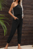Drawstring Waist One-Shoulder Jumpsuit with Pockets - Trendsi - Flyclothing LLC
