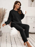 Teddy Long Sleeve Top and Pants Lounge Set - Trendsi - Flyclothing LLC