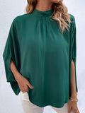 Tie Back Mock Neck Blouse - Trendsi - Flyclothing LLC