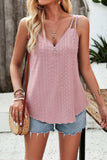 Eyelet V-Neck Double Strap Cami - Trendsi - Flyclothing LLC