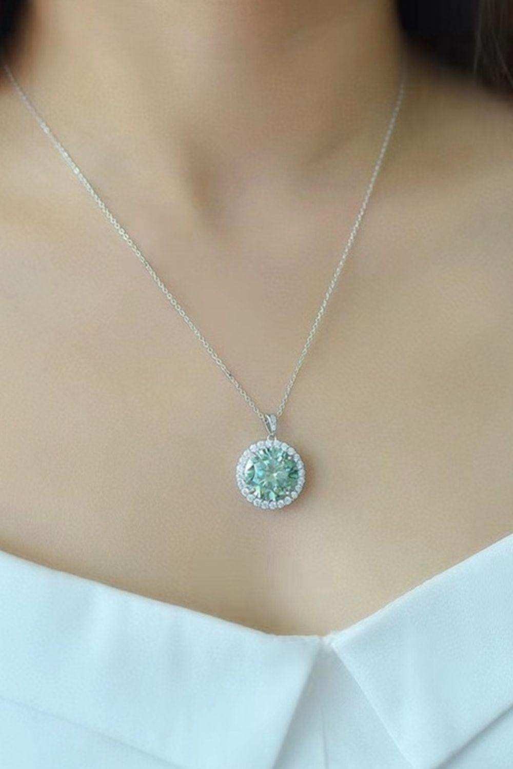 10 Carat Moissanite Pendant Platinum-Plated Necklace - Trendsi - Flyclothing LLC