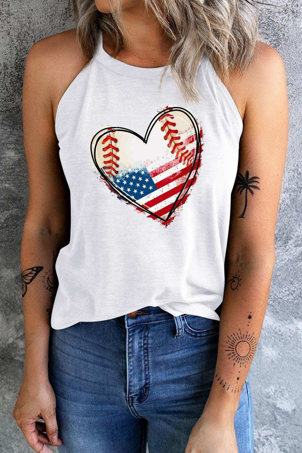 US Flag Heart Graphic Tank - Trendsi - Flyclothing LLC