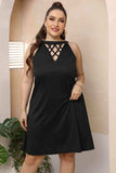 Plus Size Cutout Round Neck Sleeveless Dress - Trendsi - Flyclothing LLC