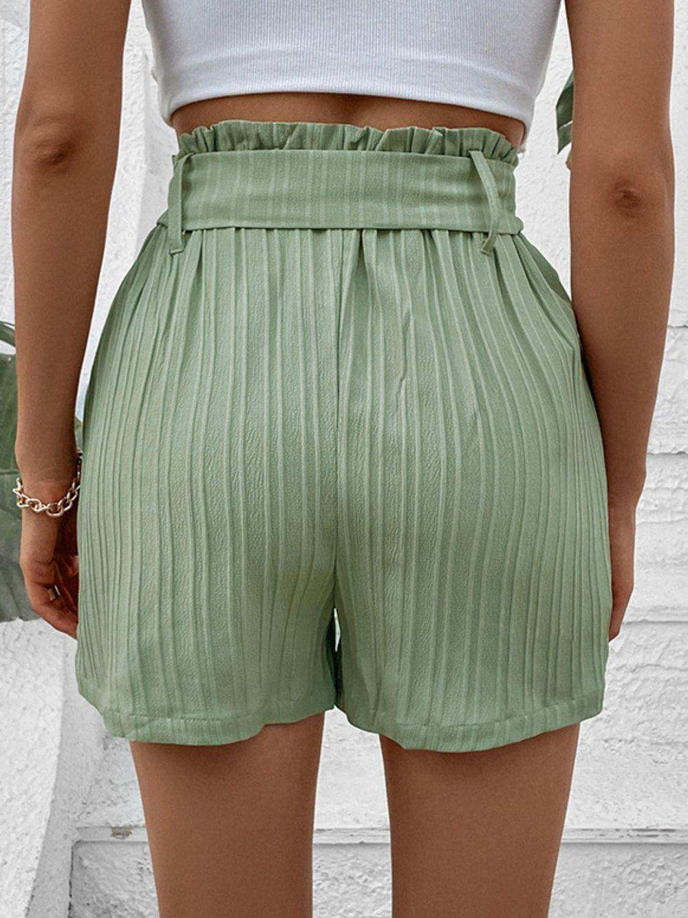 Belted Shorts with Pockets - Trendsi - Flyclothing LLC
