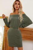 Off-Shoulder Long Sleeve Dress - Trendsi - Flyclothing LLC