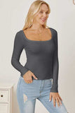 Square Neck Long Sleeve T-Shirt - Trendsi - Flyclothing LLC