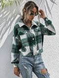 Plaid Dropped Shoulder Shirt Jacket - Trendsi - Flyclothing LLC