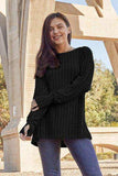 Basic Bae Full Size Ribbed Round Neck Long Sleeve Knit Top - Trendsi - Flyclothing LLC