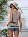 Striped V-Neck Knit Tank - Trendsi - Flyclothing LLC
