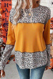 Leopard Waffle-knit Long Sleeve T-Shirt - Trendsi - Flyclothing LLC