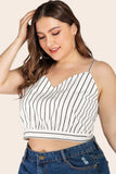 Plus Size Striped Tie-Back Cropped Cami - Trendsi - Flyclothing LLC