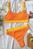 Color Block Scoop Neck Bikini Set - Trendsi - Flyclothing LLC