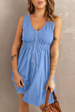 Sleeveless Button Down Mini Dress - Trendsi - Flyclothing LLC