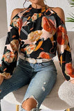 Floral Cold Shoulder Balloon Sleeve Blouse - Trendsi - Flyclothing LLC