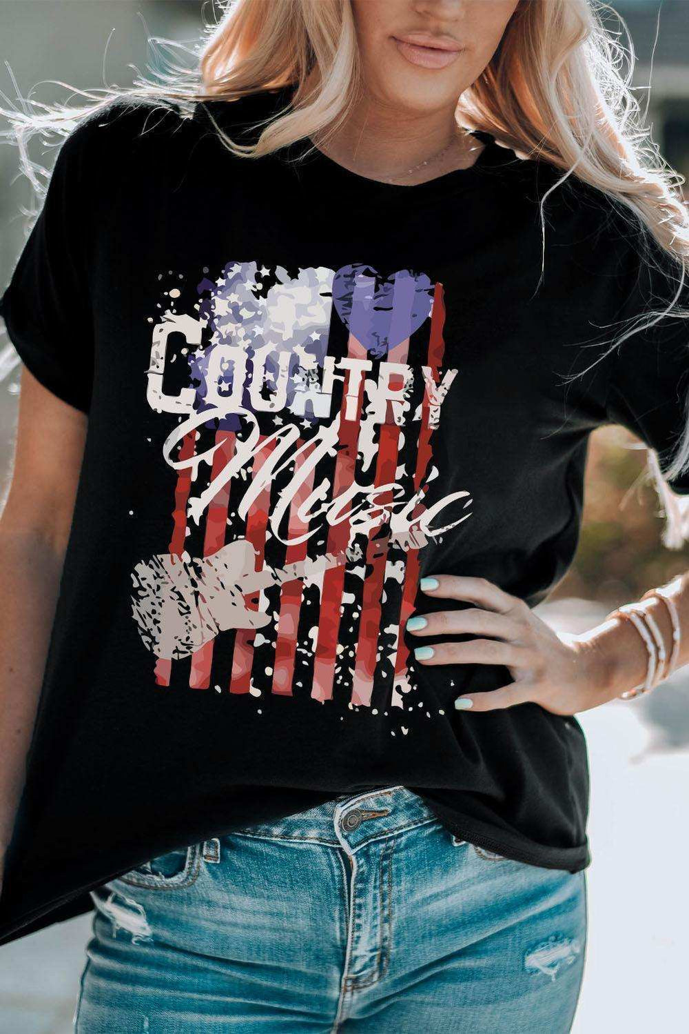COUNTRY MUSIC Graphic Tee Shirt - Trendsi - Flyclothing LLC