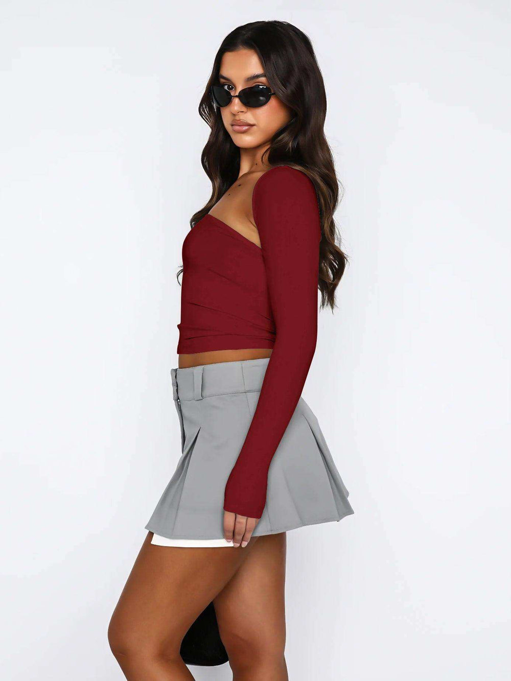 Cutout Raglan Sleeve Bolero and Tube Top - Trendsi - Flyclothing LLC