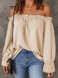 Off-Shoulder Flounce Sleeve Blouse - Trendsi - Flyclothing LLC