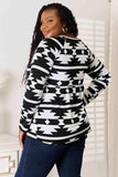 Heimish Full Size Geometric Notched Neck Long Sleeve Top - Trendsi - Flyclothing LLC