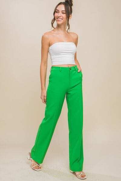 LOVE TREE High Waist Straight Pants - Trendsi - Flyclothing LLC