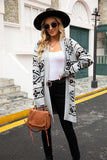 Printed Long Sleeve Cardigan with Pocket - Trendsi - Flyclothing LLC