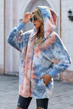 Tie-Dye Plush Hooded Jacket with Pockets - Trendsi - Flyclothing LLC
