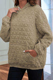 Quilted Long Sleeve Hoodie with Pocket - Trendsi - Flyclothing LLC