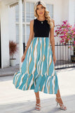 Striped Round Neck Sleeveless Midi Dress - Trendsi - Flyclothing LLC