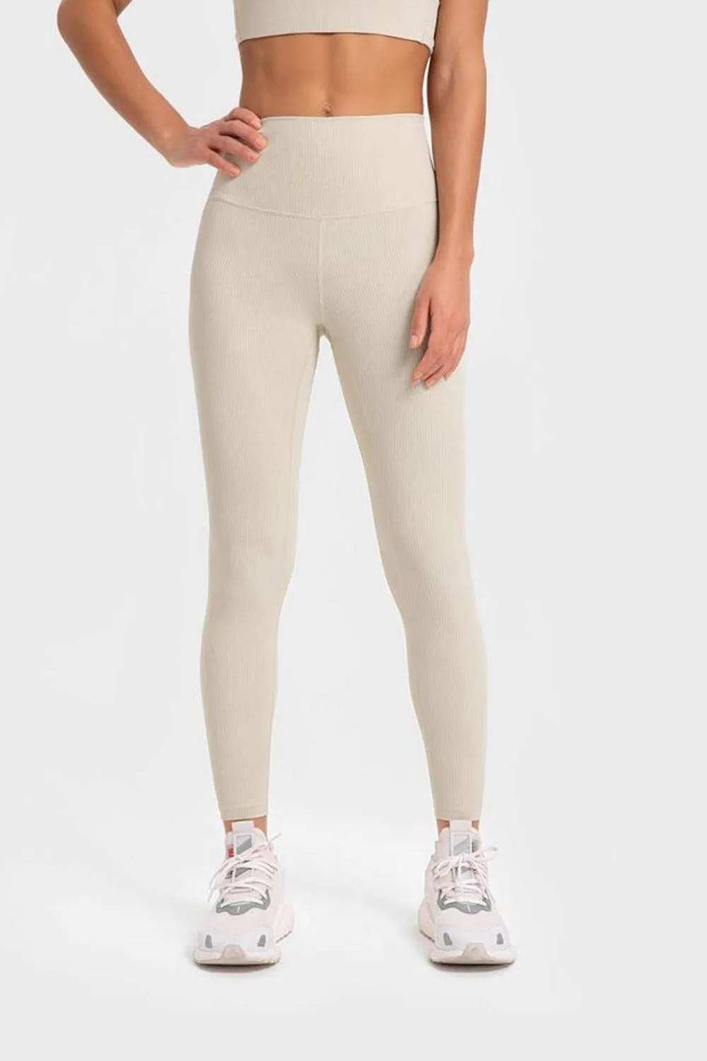 Highly Stretchy Wide Waistband Yoga Leggings - Trendsi - Flyclothing LLC