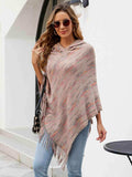 Fringe Hem Hooded Poncho - Trendsi - Flyclothing LLC