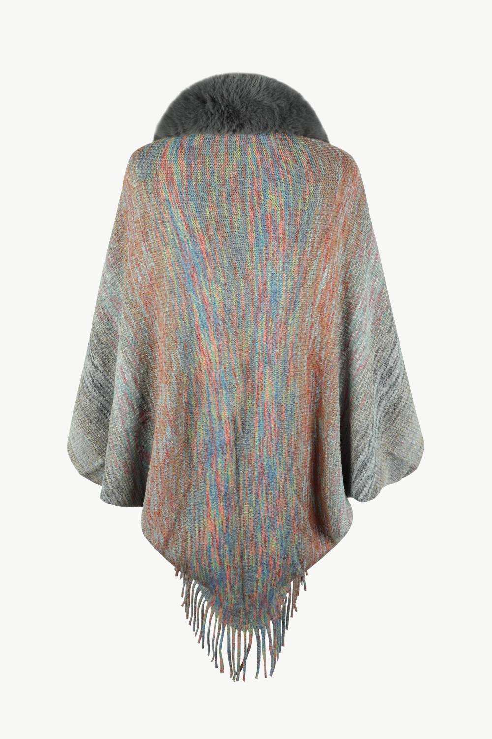 Open Front Fringe Hem Poncho - Trendsi - Flyclothing LLC