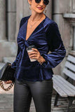 Twisted Layered Plunge Raglan Sleeve Blouse - Trendsi - Flyclothing LLC