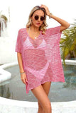 Openwork V-Neck Half Sleeve Cover Up - Trendsi - Flyclothing LLC