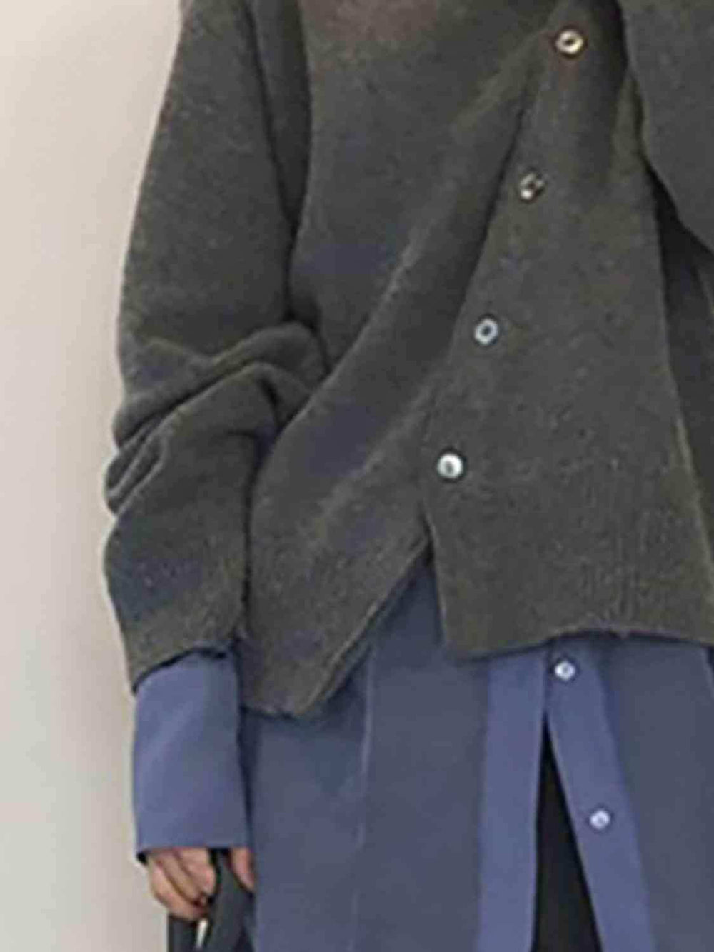 Dropped Shoulder Buttoned Cardigan - Trendsi - Flyclothing LLC