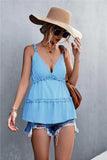 Frill Trim Sleeveless Plunge Top - Trendsi - Flyclothing LLC