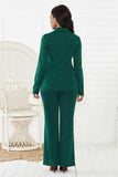 Lapel Collar Long Sleeve Blazer and Pants Set - Trendsi - Flyclothing LLC