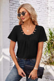 Decorative Button Scoop Neck T-Shirt - Trendsi - Flyclothing LLC