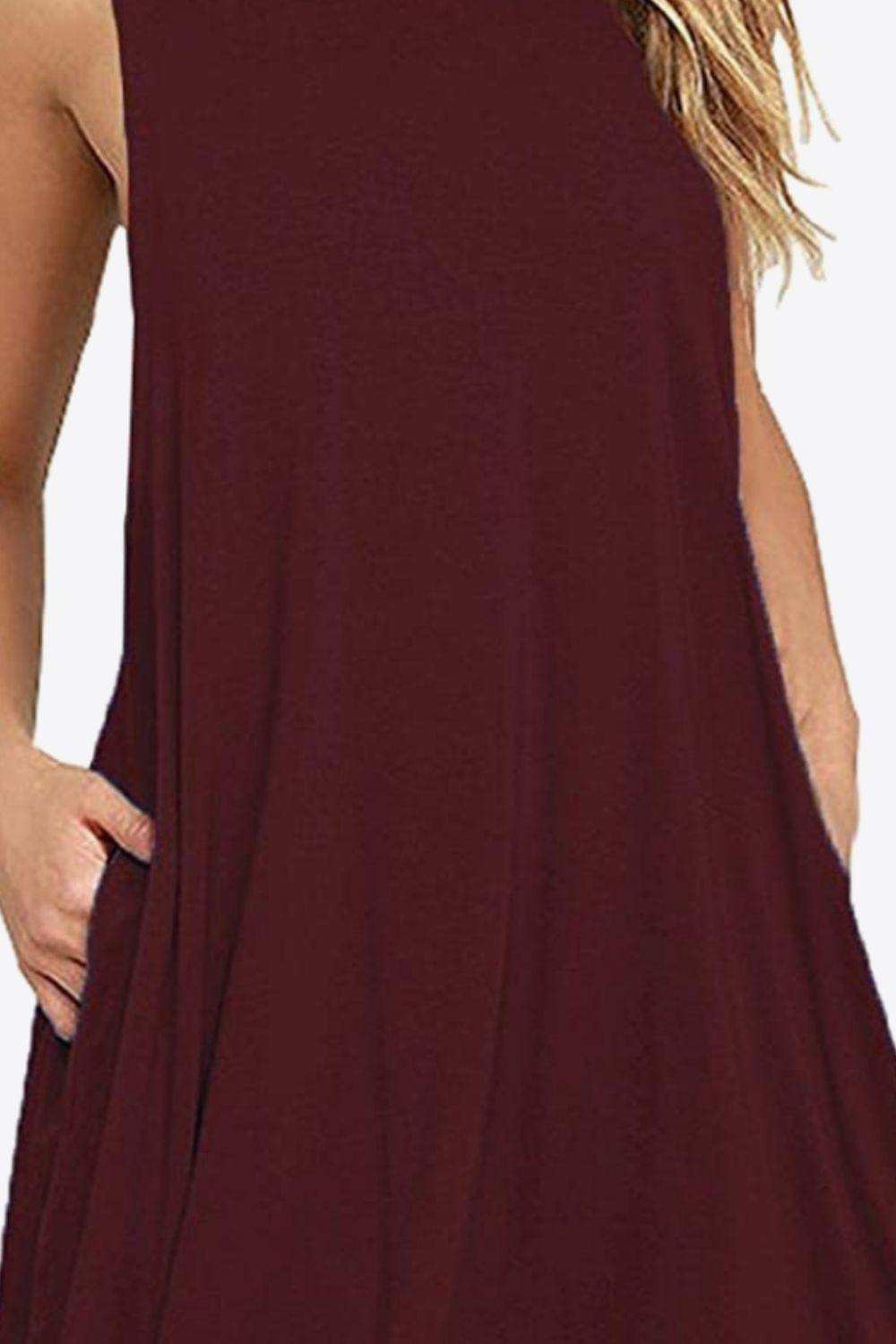 Full Size Round Neck Sleeveless Dress with Pockets - Trendsi - Flyclothing LLC