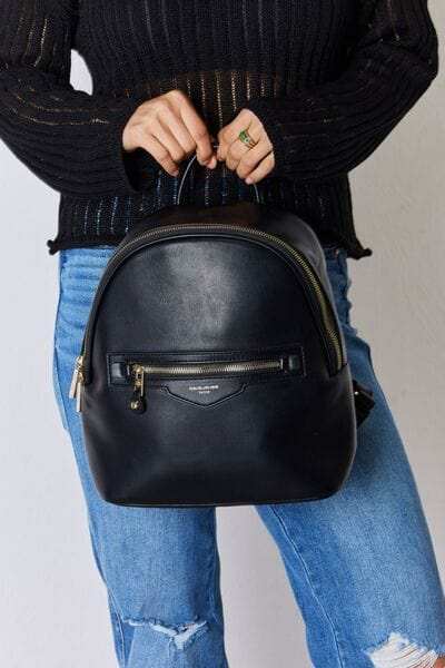 David Jones PU Leather Backpack - Trendsi - Flyclothing LLC